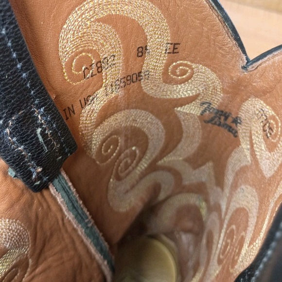 Tony Lama Ostrich Western Boots Mens 8.5D Round Toe Black Leather Classic Cowboy - Picture 15 of 16